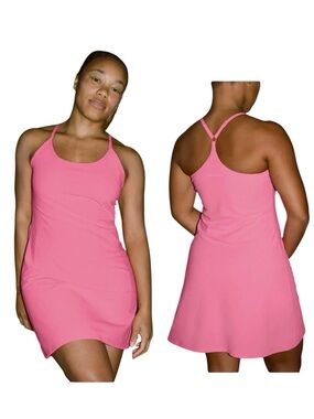 Outdoor Voices Pink Racerback Exercise Sport Tennis Dress Size L Built in Shorts